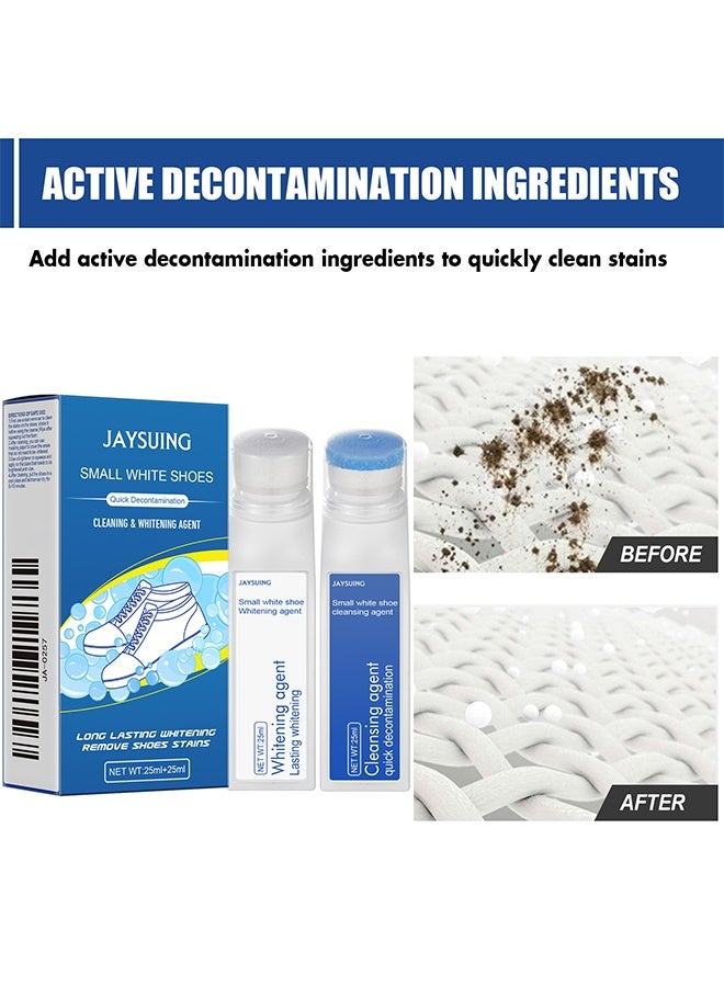 Jaysuing Sneaker Cleaner Set, Sponge Head Waterless Foam Sneaker Cleaner, Cleaning and Whitening Agent, Quick Clean Sneaker Cleaner - 25ML+25ML - Image 2