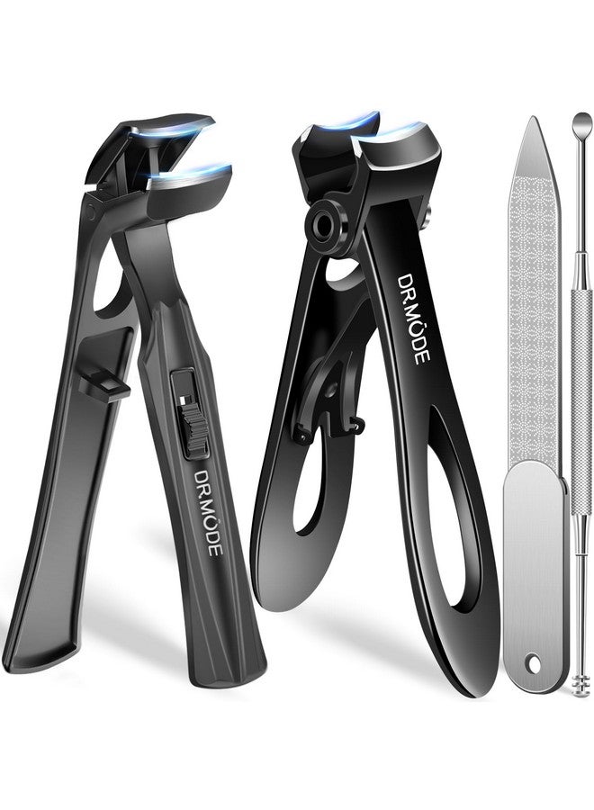 DRMODE 2024 Toenail Clippers for Thick Nails for Seniors, Angled Head Large Toe Nail Clippers with Catcher,Heavy Duty Fingernail Clippers with Wide Opening Nail Cutter Men & Women, Black - Image 1