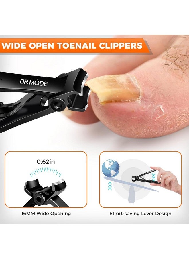 DRMODE 2024 Toenail Clippers for Thick Nails for Seniors, Angled Head Large Toe Nail Clippers with Catcher,Heavy Duty Fingernail Clippers with Wide Opening Nail Cutter Men & Women, Black - Image 5