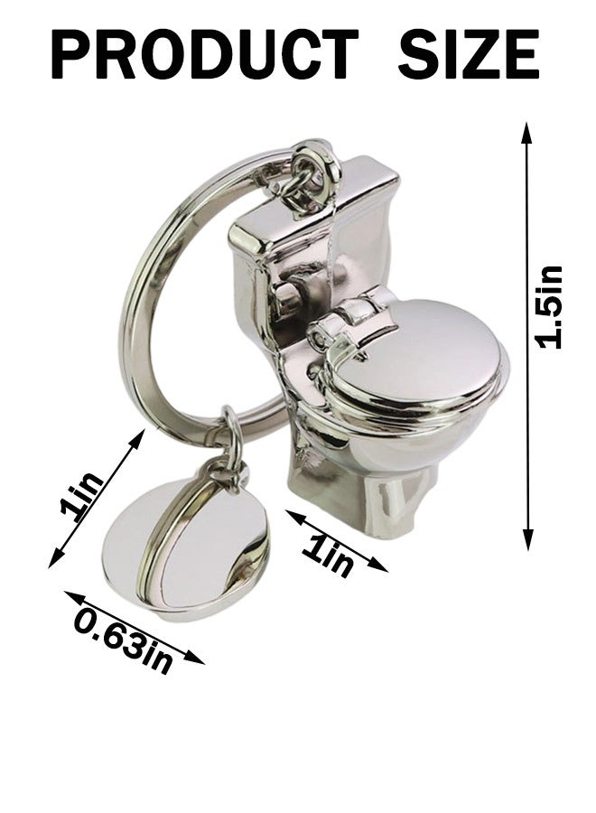 المعدن مصغرة مرحاض نموذج سلاسل المفاتيح ، حلقات المفاتيح المرحاض مضحكة Keyfob لحقيبة محفظة الهاتف المحمول أو قلادة السيارة (الذهبية) - Image 5