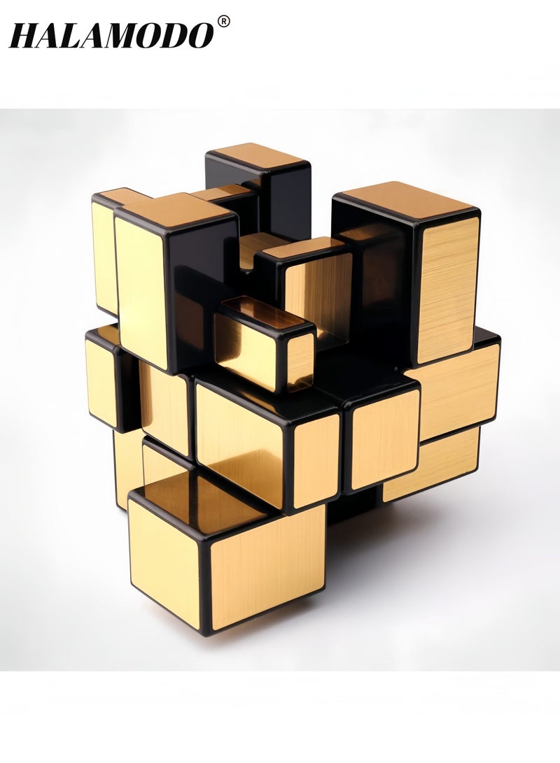 HALAMODO 3x3 Mirror Cube Puzzle Golden Dysmorphism Speed Cube Shape-Shifting Magic Cube Toy for Kids and Adults Fun and Challenging Puzzle Game for All Ages  - Image 3