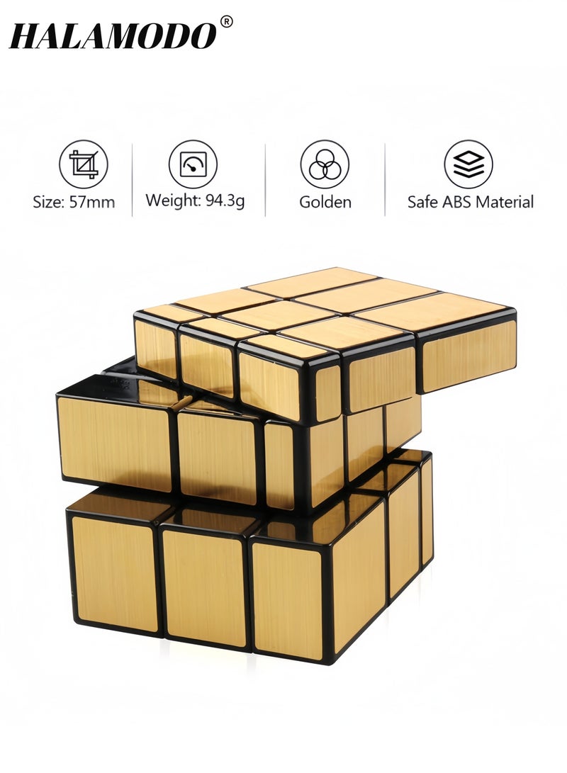 HALAMODO 3x3 Mirror Cube Puzzle Golden Dysmorphism Speed Cube Shape-Shifting Magic Cube Toy for Kids and Adults Fun and Challenging Puzzle Game for All Ages  - Image 4
