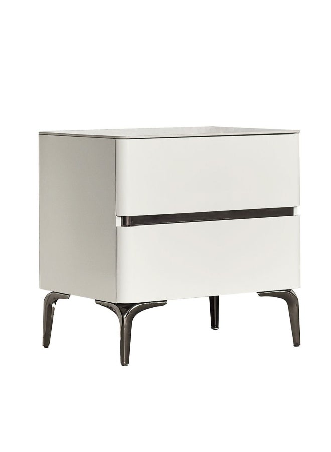 DANUBE HOME Santelmo 2 Drawer Night Stand Multifunctional Bedside Table Space Saving Nightstand Side Table Modern Design Furniture For Bedroom L62xW52xH125-130cm-Light Beige  - Image 2