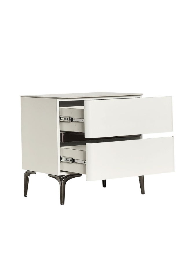 DANUBE HOME Santelmo 2 Drawer Night Stand Multifunctional Bedside Table Space Saving Nightstand Side Table Modern Design Furniture For Bedroom L62xW52xH125-130cm-Light Beige  - Image 3