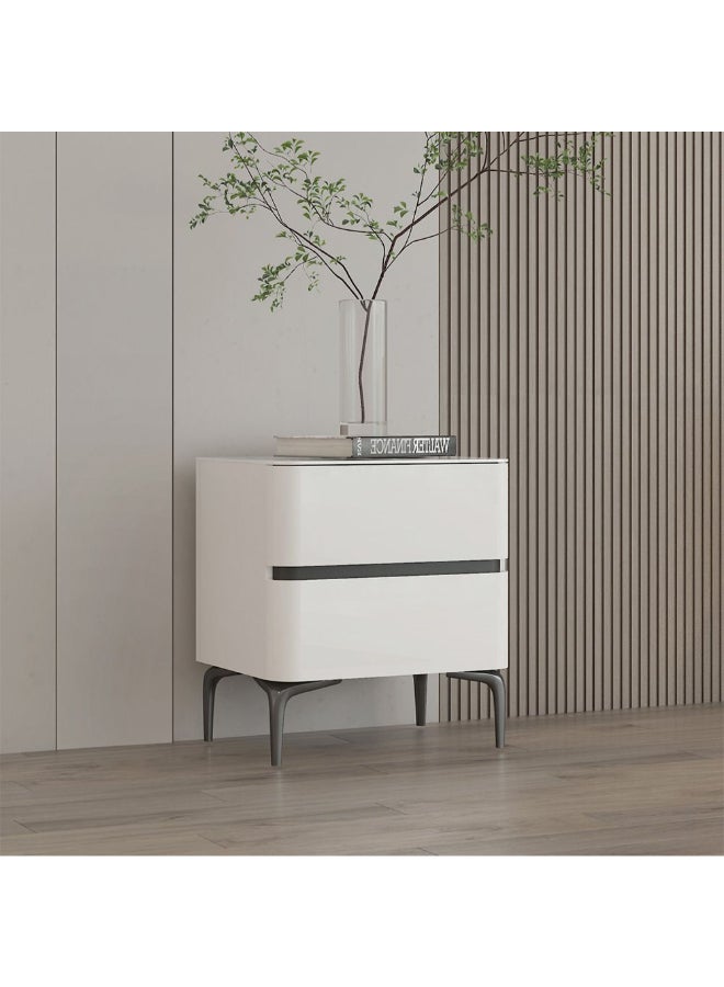 DANUBE HOME Santelmo 2 Drawer Night Stand Multifunctional Bedside Table Space Saving Nightstand Side Table Modern Design Furniture For Bedroom L62xW52xH125-130cm-Light Beige  - Image 1
