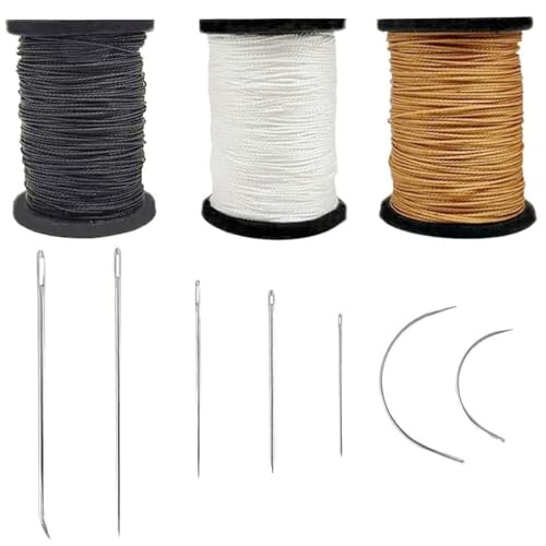Topus Extra Strong Upholstery Repair Sewing Thread Kit and Heavy Duty Household Hand Needles, Including 7 Styles of Leather Canvas Sewing Needles and 3 Rolls Nylon Thread (70 Yard Per Roll), 3 Colors - Image 1