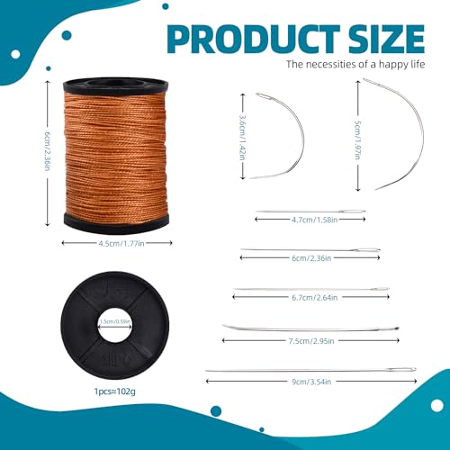 Topus Extra Strong Upholstery Repair Sewing Thread Kit and Heavy Duty Household Hand Needles, Including 7 Styles of Leather Canvas Sewing Needles and 3 Rolls Nylon Thread (70 Yard Per Roll), 3 Colors - Image 5