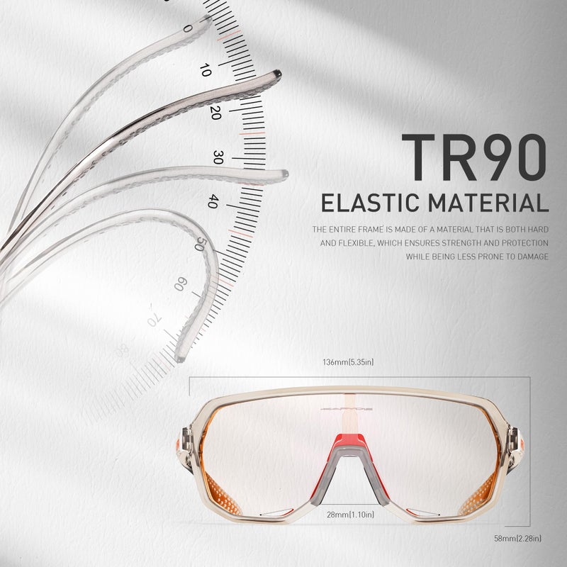 KAPVOE Photochromic Cycling Glasses for Men Women Mountain Bike Sunglasses Black Sports Goggles UV Protection - Image 5