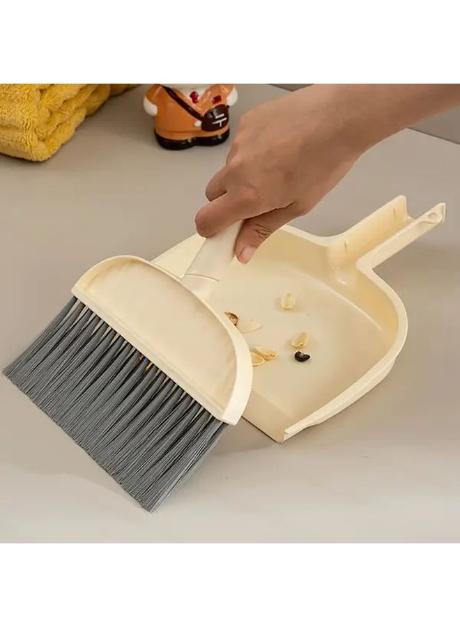 Cream Mini Broom And Dustpan Set Plastic Household Cleaning Tool Camping - Image 5