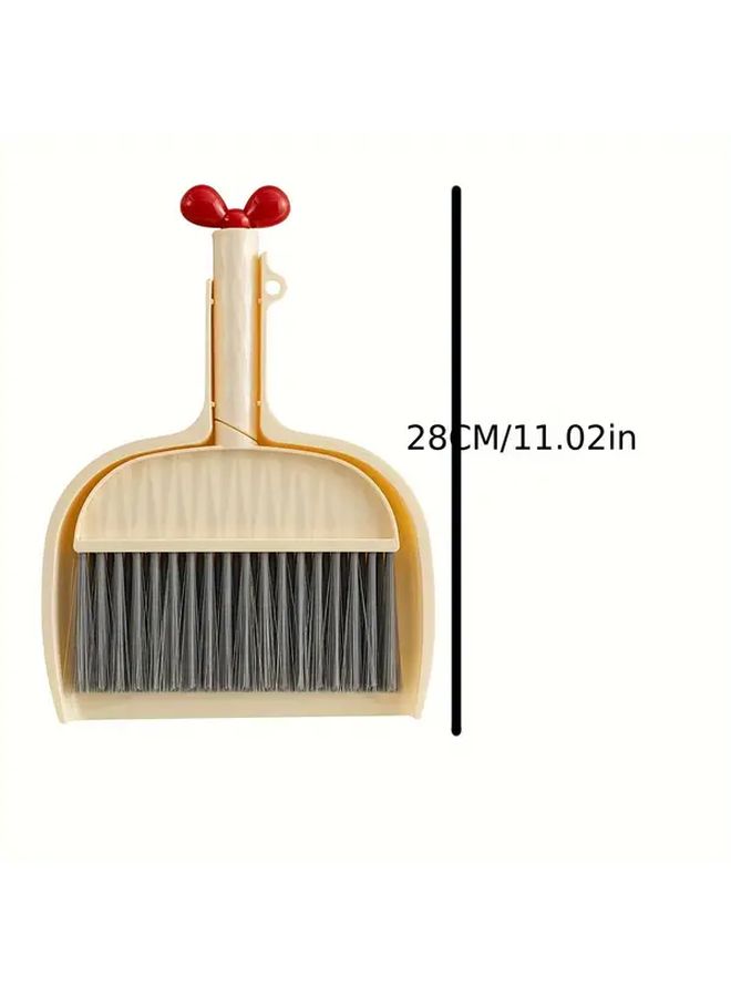 Cream Mini Broom And Dustpan Set Plastic Household Cleaning Tool Camping - Image 3