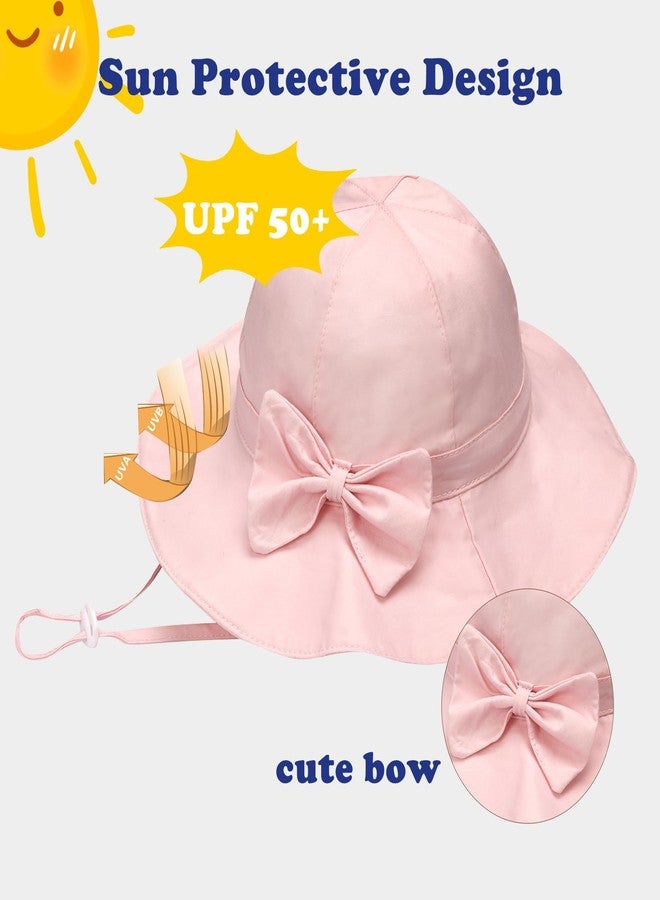 ECOSUMA 2 Pack Sun Hats for Baby Girls 0-6 Months White/Pink - Image 5