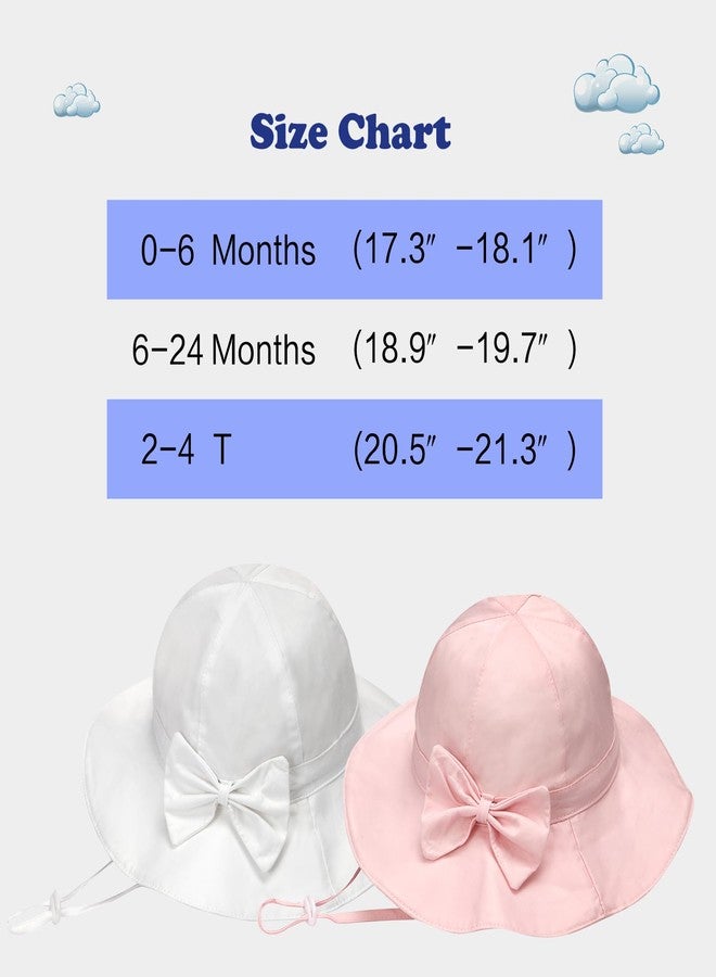 ECOSUMA 2 Pack Sun Hats for Baby Girls 0-6 Months White/Pink - Image 2