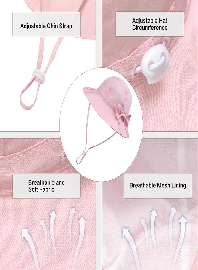 ECOSUMA 2 Pack Sun Hats for Baby Girls 0-6 Months White/Pink - Image 3