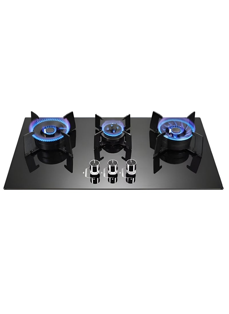 Generic - 3 Burner Gas Stove with Black Tempered Glass with Flip Burner – Thermocouple Protection, High Efficiency Hob Cooktop, Stylish & Easy to Clean, Durable Gas Cooktop for Modern Kitchen - Image 1