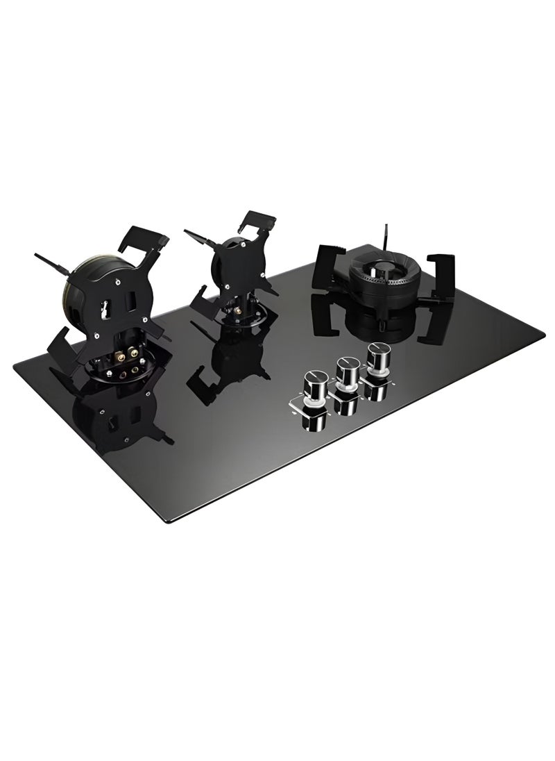 Generic - 3 Burner Gas Stove with Black Tempered Glass with Flip Burner – Thermocouple Protection, High Efficiency Hob Cooktop, Stylish & Easy to Clean, Durable Gas Cooktop for Modern Kitchen - Image 1
