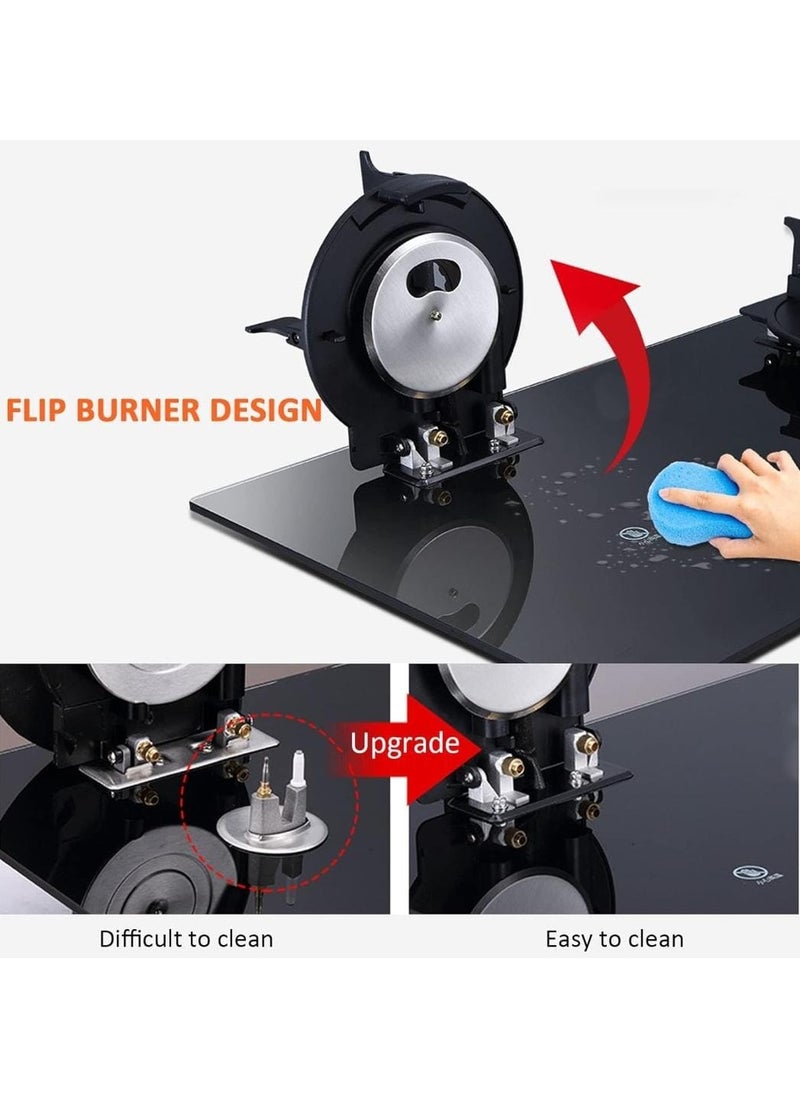 Generic - 3 Burner Gas Stove with Black Tempered Glass with Flip Burner – Thermocouple Protection, High Efficiency Hob Cooktop, Stylish & Easy to Clean, Durable Gas Cooktop for Modern Kitchen - Image 1