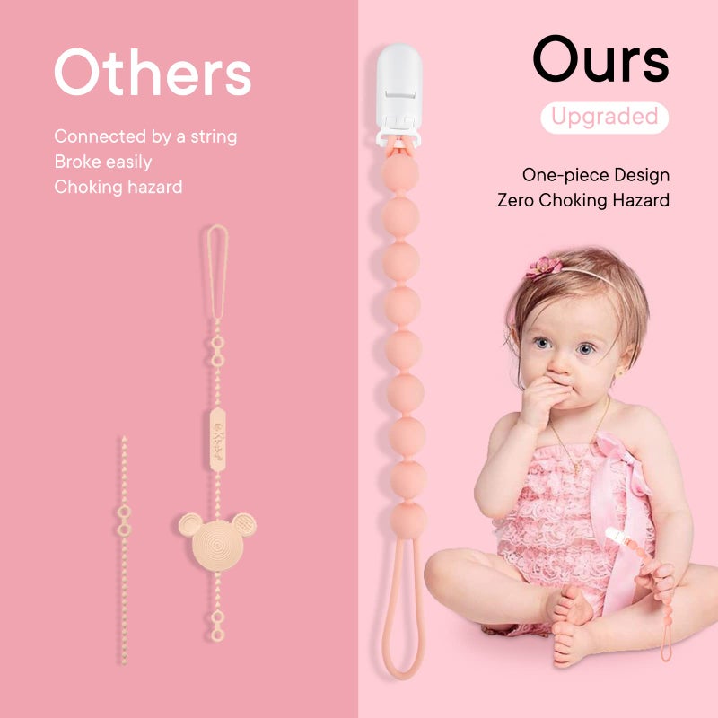MINMUNJIU Baby Girl Newborn Essentials, 4 Pack Silicone Pacifier Clips for Girls, One Piece Flexible Soft Binky Clips Baby Stuff and Gifts for Girls - Image 4