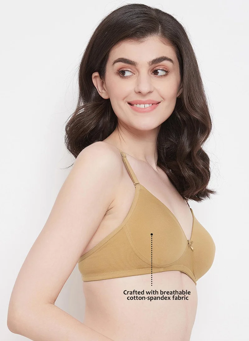 كلوفيا Clovia Padded Non-Wired Full Coverage Multiway T-Shirt Bra in Skin Colour- Cotton