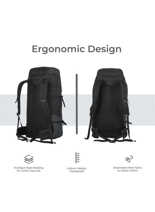 Trawoc حقيبة ظهر سفر TRAWOC سعة 55 لتر للتخييم والمشي لمسافات طويلة (رمادي) - Image 3