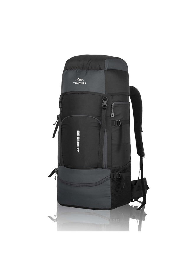 Trawoc حقيبة ظهر سفر TRAWOC سعة 55 لتر للتخييم والمشي لمسافات طويلة (رمادي) - Image 1