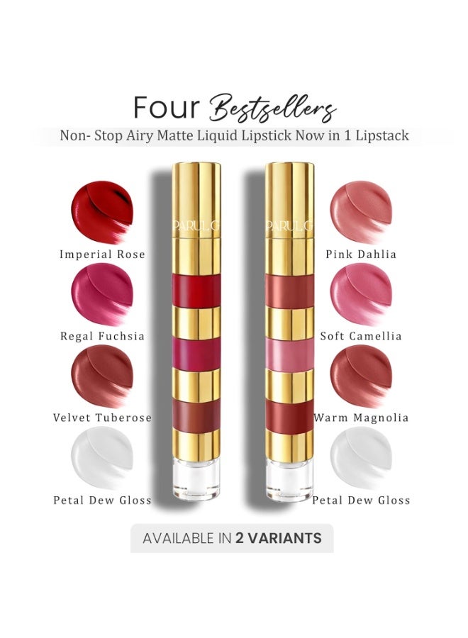 Parul Garg Beauty Duo Collection 4-in-1 Bold & Nude Shades Liquid Lipstick Stack with Gloss | Matte, Transfer-Proof, Lightweight | Travel Friendly Stackable Lipsticks for Women | Made for Indian Skin Tones - Image 2