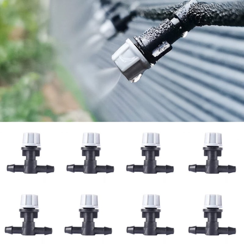 La Farah 50pcs Micro Spray Irrigation Drippers,Three-Way Integrated Atomizing Nozzle, Patio Cooling Garden Greenhouse Drip Irrigation System Kit Parts Emitters for 1/4" Irrigation Tubing - Image 1