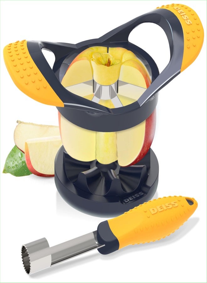 Deiss PRO Apple Slicer & Apple Corer Tool - Sharp Stainless Steel Apple Cutter 8 Slices - Fruit Cutter For Apple, Pear, Peach (Apple Slicer & Apple Corer with base) - Image 1