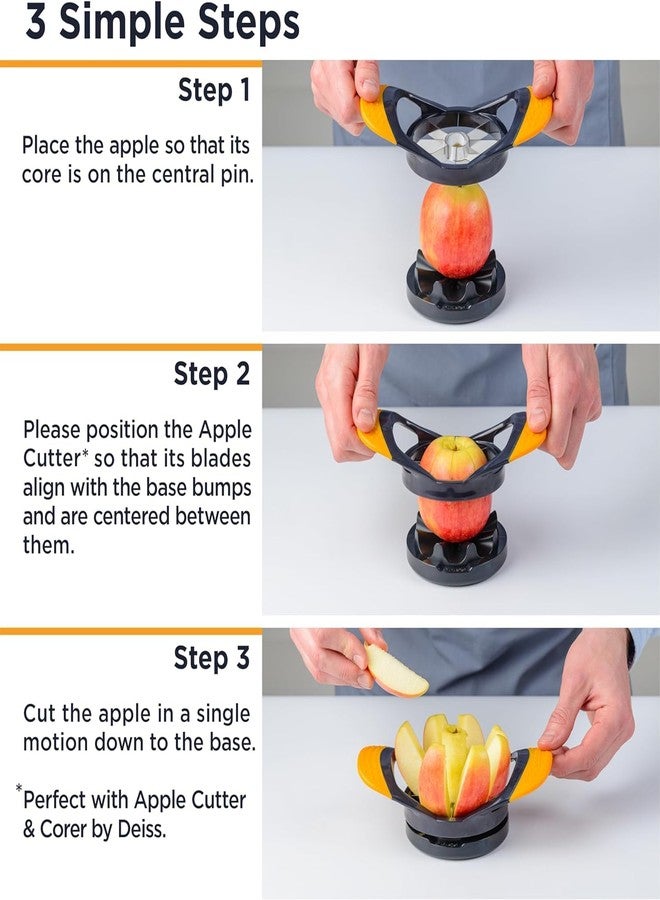 Deiss PRO Apple Slicer & Apple Corer Tool - Sharp Stainless Steel Apple Cutter 8 Slices - Fruit Cutter For Apple, Pear, Peach (Apple Slicer & Apple Corer with base) - Image 4