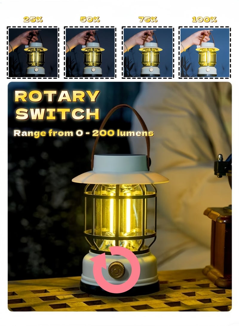 Camp Lantern，Vintage Style， Rechargeable & Solar-Powered, Black - Image 2