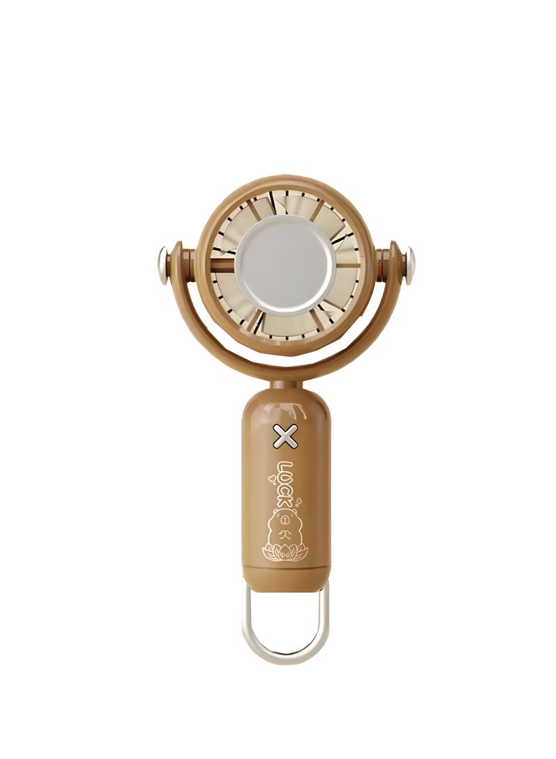 YS-2507 Portable Mini Handheld Fan - 3 Speeds - Lightweight Design and Portable - Suitable for ages 3+ - Rechargeable Battery - USB Charging - Brown - Image 1