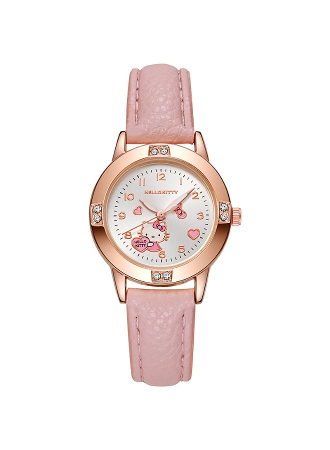 Hello Kitty 2 PCS Hello Kitty Watch Gifts Set with Bracelet Pink for Lady Female Girls Minimalist Slim Thin Casual Dress Analog Quartz Wrist Watches - Image 2