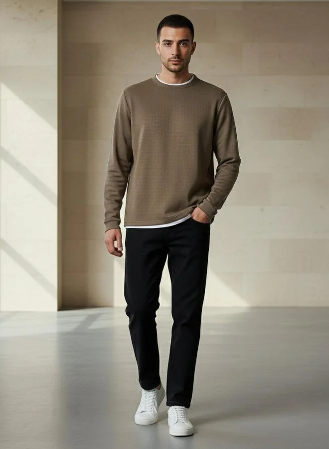 Splash FAV Men Slim Fit Textured Sweatshirt