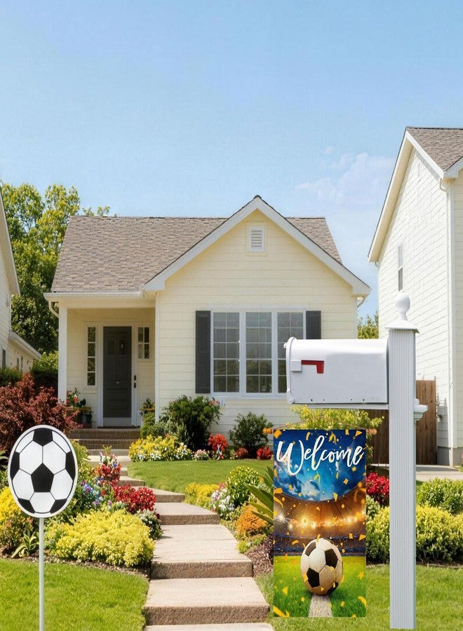ZAEW Welcome Soccer Field World Cup Garden Flag 12x18 Inch Double Sided Small Mini Yard Flag Outdoor Outside for Holiday Game Day Soccer Party Decoration - Image 4