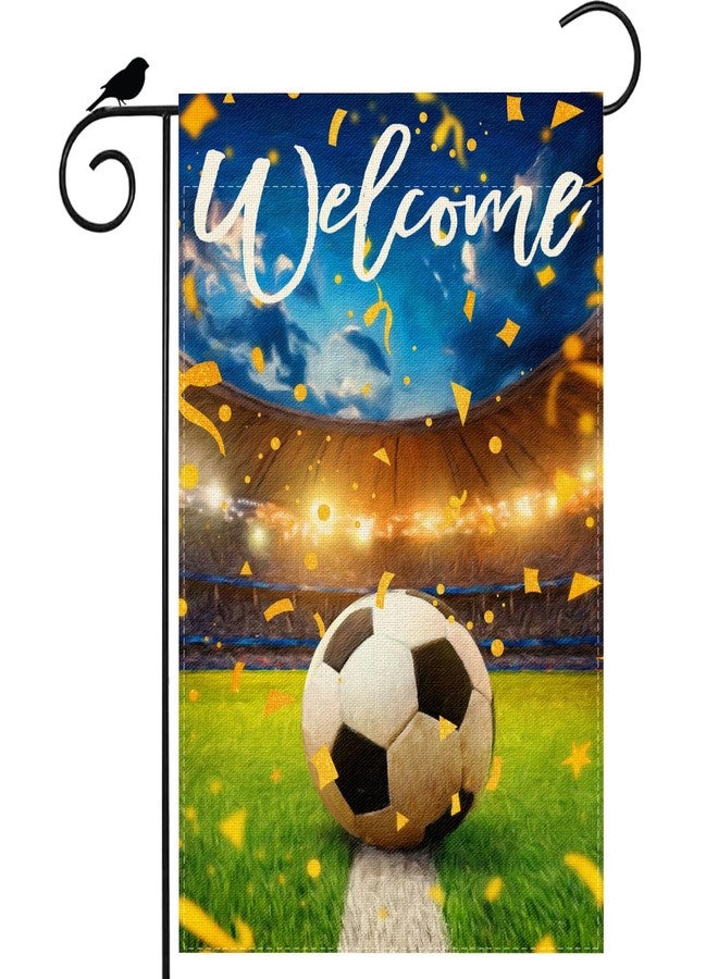 ZAEW Welcome Soccer Field World Cup Garden Flag 12x18 Inch Double Sided Small Mini Yard Flag Outdoor Outside for Holiday Game Day Soccer Party Decoration - Image 1