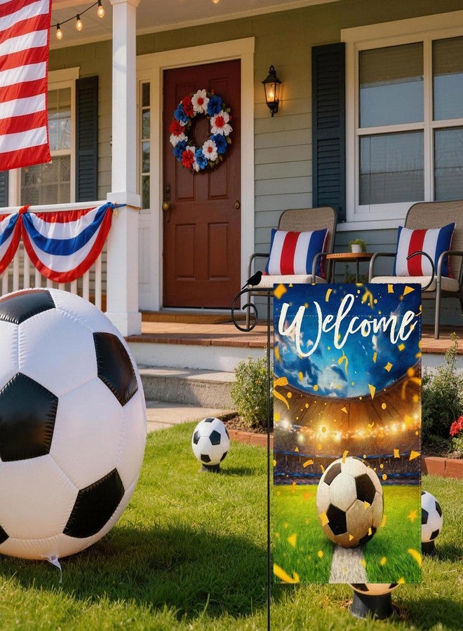 ZAEW Welcome Soccer Field World Cup Garden Flag 12x18 Inch Double Sided Small Mini Yard Flag Outdoor Outside for Holiday Game Day Soccer Party Decoration - Image 2