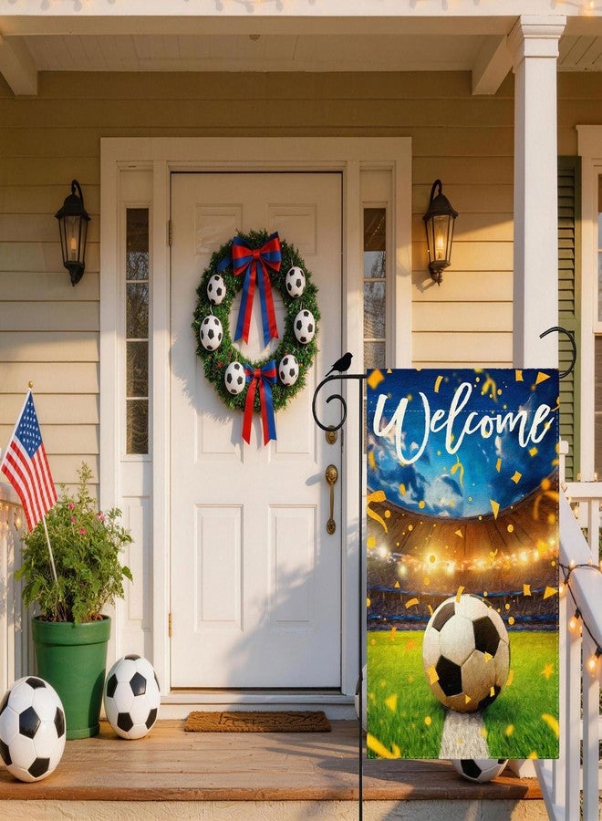 ZAEW Welcome Soccer Field World Cup Garden Flag 12x18 Inch Double Sided Small Mini Yard Flag Outdoor Outside for Holiday Game Day Soccer Party Decoration - Image 3