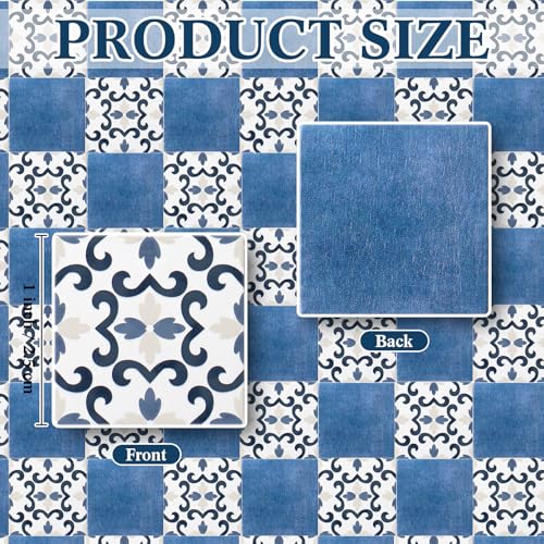 ShinyRelief 120 Pcs Dollhouse Floor Tiles Dollhouse Flooring 1 12 Scale 1 6 Scale Doll House Wallpaper Peel and Stick Miniature Bricks Carpet Double Sided Floor Tile Floral Blue Color Marble - Image 5