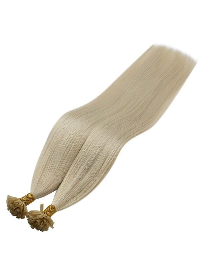 Sunny Hair - Sunny U Tip Blonde Hair Extensions Human Hair #60 Platinum Blonde Utips Fusion Hair Extensions Blonde Pre Bonded U Tip Keratin Hair Extensions Remy Human Hair Blonde Straight 50g 50strands 18inch - Image 1
