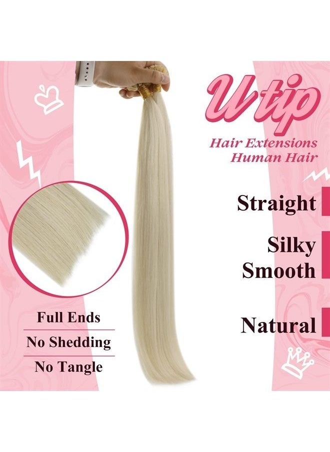 Sunny Hair - Sunny U Tip Blonde Hair Extensions Human Hair #60 Platinum Blonde Utips Fusion Hair Extensions Blonde Pre Bonded U Tip Keratin Hair Extensions Remy Human Hair Blonde Straight 50g 50strands 18inch - Image 1
