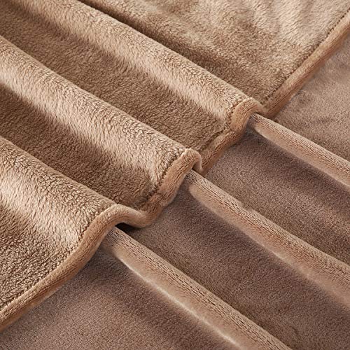 TASTHROW Large Flannel Fleece Throw Blanket, 50×70 Inch - Cozy Lightweight Thick Blanket - All Seasons Suitable for Women, Men and Kids (Light Coffee) - Image 5