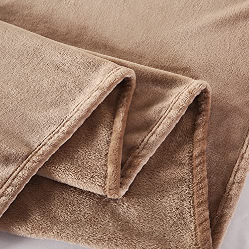 TASTHROW Large Flannel Fleece Throw Blanket, 50×70 Inch - Cozy Lightweight Thick Blanket - All Seasons Suitable for Women, Men and Kids (Light Coffee) - Image 4