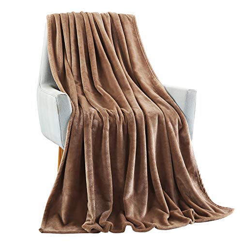 TASTHROW Large Flannel Fleece Throw Blanket, 50×70 Inch - Cozy Lightweight Thick Blanket - All Seasons Suitable for Women, Men and Kids (Light Coffee) - Image 2