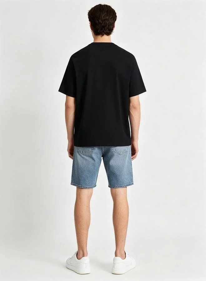 Take Two  Men Black Plain Knitted Round Neck T-Shirt with Short Sleeves for Men | Best Price UAE
