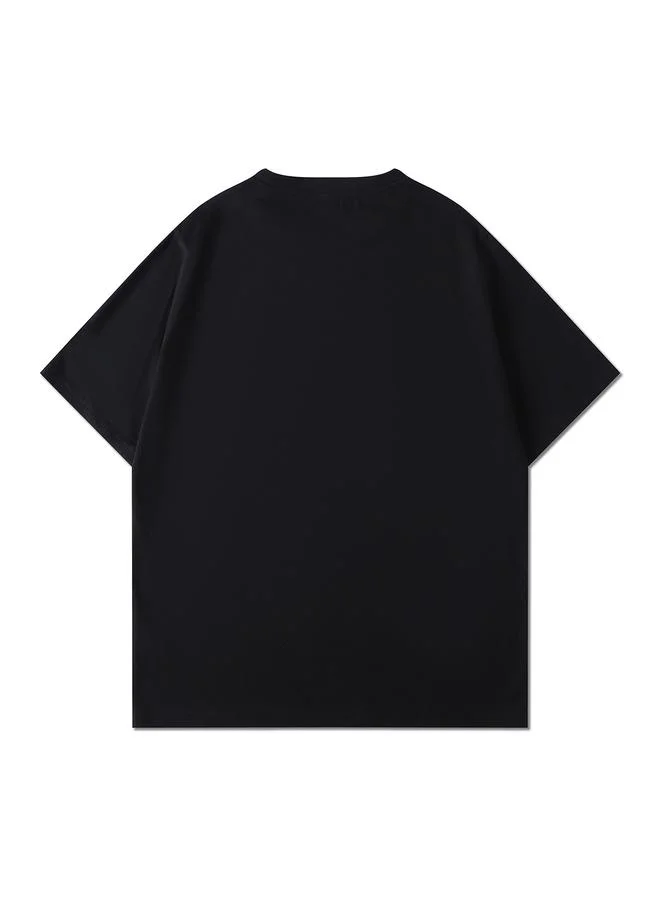 Take Two  Men Black Plain Knitted Round Neck T-Shirt with Short Sleeves for Men | Best Price UAE
