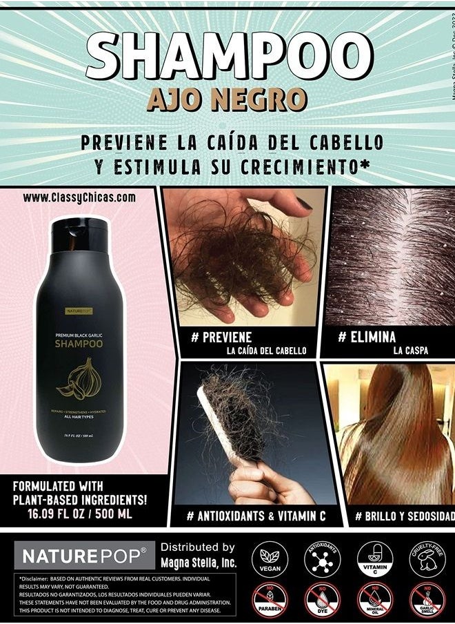 Naturepop Black Garlic Hair Loss Shampoo by NATUREPOP - Prevents Hair loss, Stimulates growth and Relieves itchy scalp Sulfate Free Paraben Free 16.9 fl oz/ 500 mL Made in Korea  - Image 5