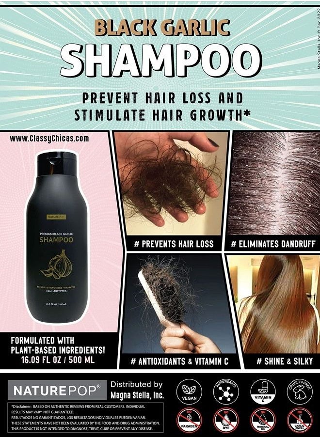 Naturepop Black Garlic Hair Loss Shampoo by NATUREPOP - Prevents Hair loss, Stimulates growth and Relieves itchy scalp Sulfate Free Paraben Free 16.9 fl oz/ 500 mL Made in Korea  - Image 4