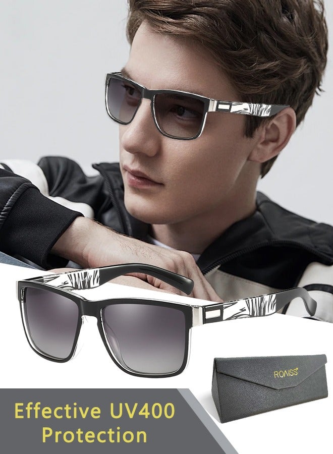 رويس نظارة شمسية مربعة مستقطبة رجالية، نظارة الشمس الواقية من الأشعة فوق البنفسجية 400 بإطار PC، ظلال شمس مضادة للوهج عصرية للرجال مناسبة للقيادة وصيد الأسماك والسفر، 61 مم - Image 1