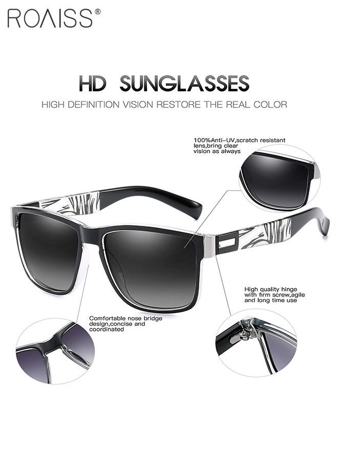 roaiss - Men's Polarized Square Sunglasses UV400 Protection Sun Glasses with PC Frame Fashion Anti-Glare Sunglasses for Men Driving Fishing Traveling 61mm - Image 1