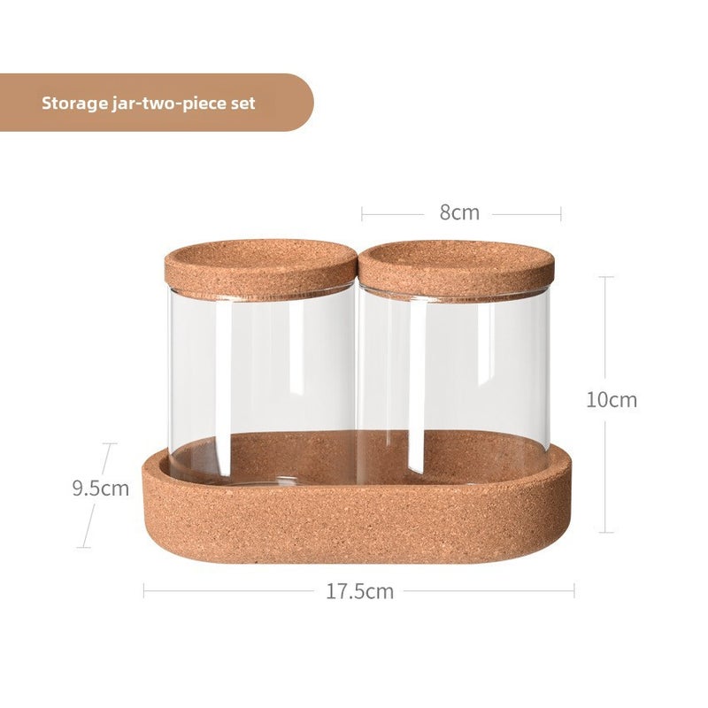 Multi-Functional Glass Sealing Jars Makeup Organizer Cork Cover Two-Piece Set