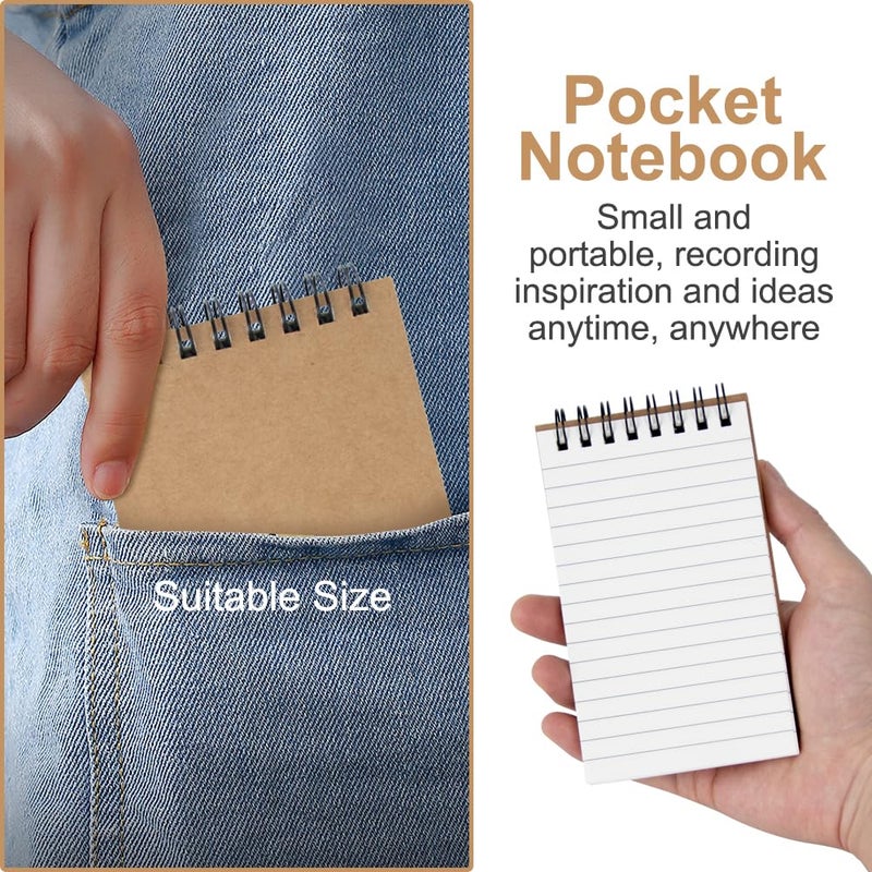 wavamawa Pocket Notebooks Set of 12, Small 3x5 Spiral Notepads, Office Style Mini Notebook, Small Notepad Pocket Size, Memo Pads for Home, College, Work or School - Lined College Ruled Paper - Image 4